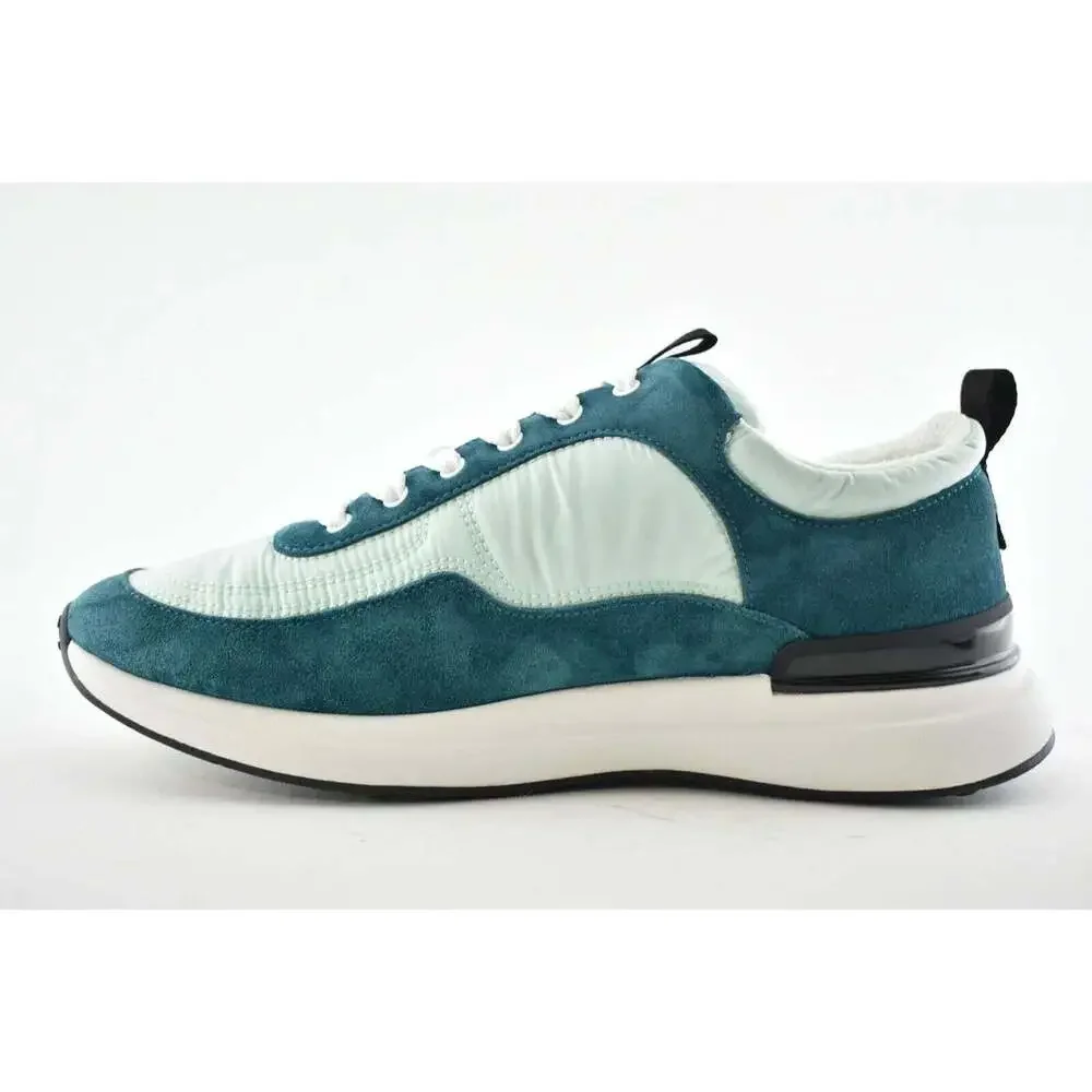 Chanel 21P Blue Green Black Suede CC Lace Up Flat Runner Trainer Sneaker 40.5 - Picture 7 of 9